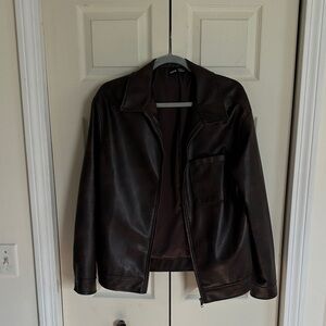 SHEIN Dark Brown Leather Jacket